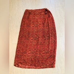 Maxi Wrap Skirt in Orange and Red for Work
